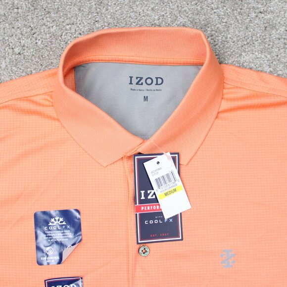 IZOD Polo Shirt NWT Mens Medium Sour Orange Performance CoolFX Short Sleeve - Picture 5 of 14